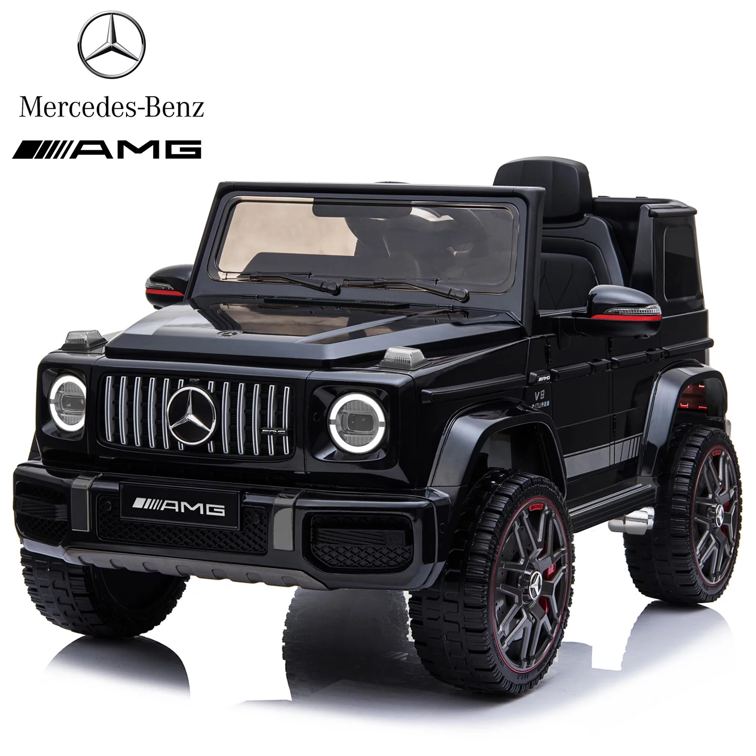 Licensed Mercedes Benz AMG G63 Children Ride On Car with Parent Remote Control for Kids, Electric Vehicles Suspension System, Openable Doors, LED Lights, 2 Motors, MP3 Player, New Version -Black
