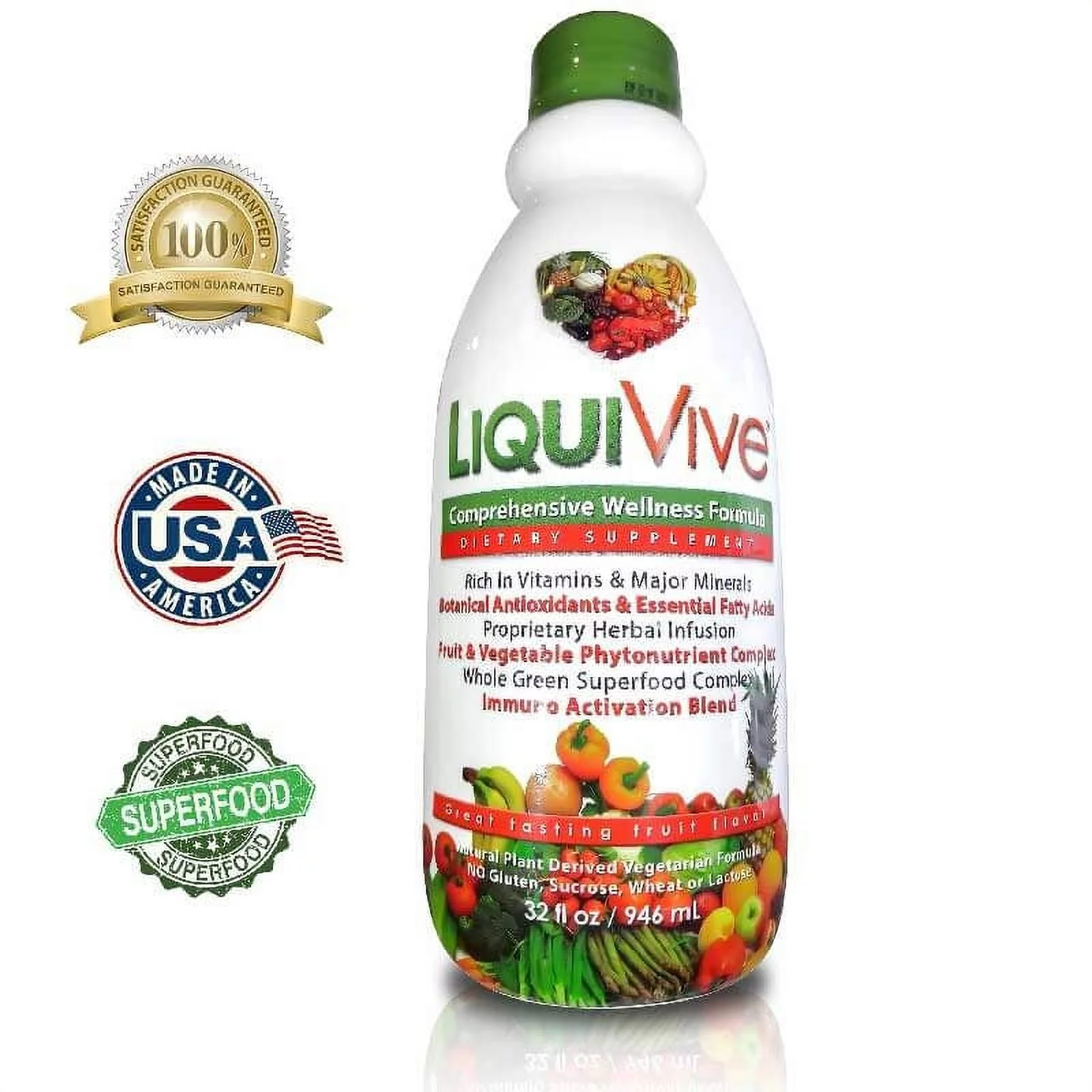 LiquiVive Liquid Vitamins Nutritional Supplements. Best Anti-Aging Whole Food Daily Multivitamin Dietary Supplement. 32 fl oz. - Radiant Selections