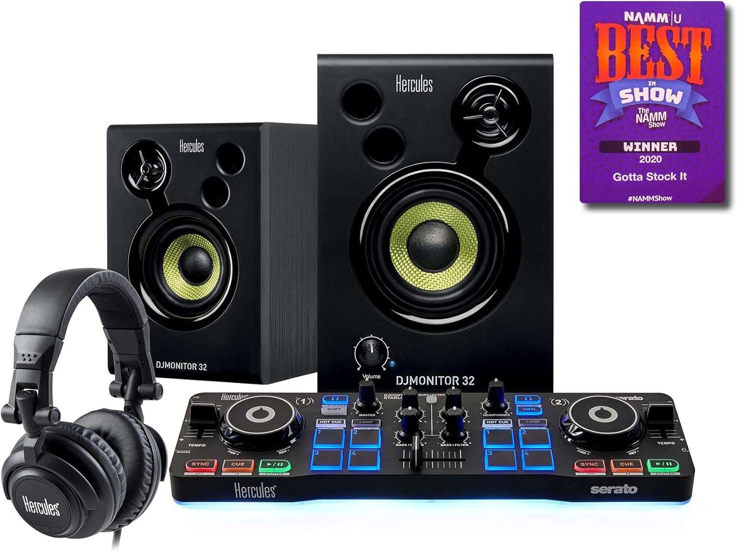 Hercules DJControl Starlight - 2-Deck DJ Controller, 4780890, Serato DJ Lite Software, Hercules DJ Monitor 32 Speakers, Headphones, USB Connectivity, Ideal for Beginners