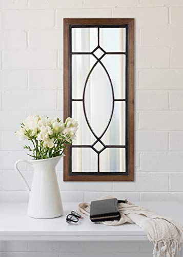 Kate and Laurel Bakersfield Farmhouse Wall Mirror, 13 x 30, Black, Traditional Wood and Metal Framed Mirror for Wall