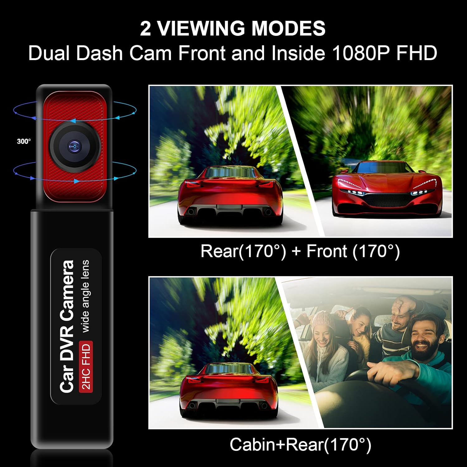 WiFi Dash Cam Front and Rear, Wlitqukk 2.5K Dual Dash Camera Recorder for Car, with HiSilicon HDR Super Night Vision, 3