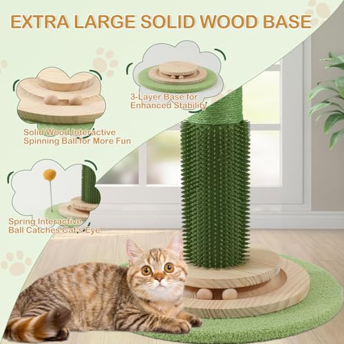 Cat Scratching Post for Indoor Cats Adults, 45 Inch Tall Cat Scratcher with Sisal Rope, Large Cats Scratching Posts with Hanging Ball for Kittens and Medium Large Cats