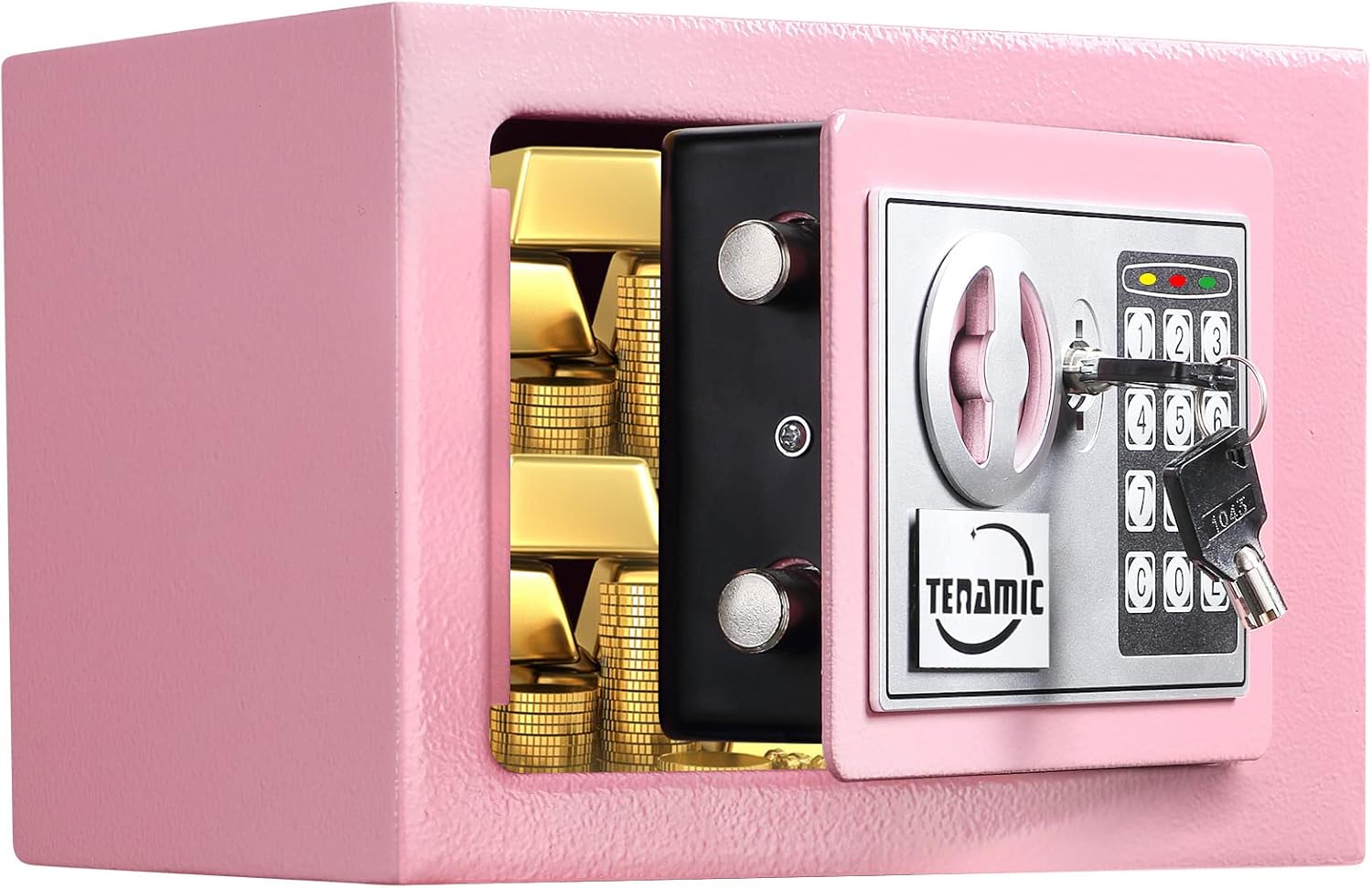 TENAMIC Safe Box 0.23 Cubic Feet Electronic Digital Security Box, Keypad Lock Box Cabinet Safes, Solid Alloy Steel Office Hotel Home Safe, Pink Pack of 2