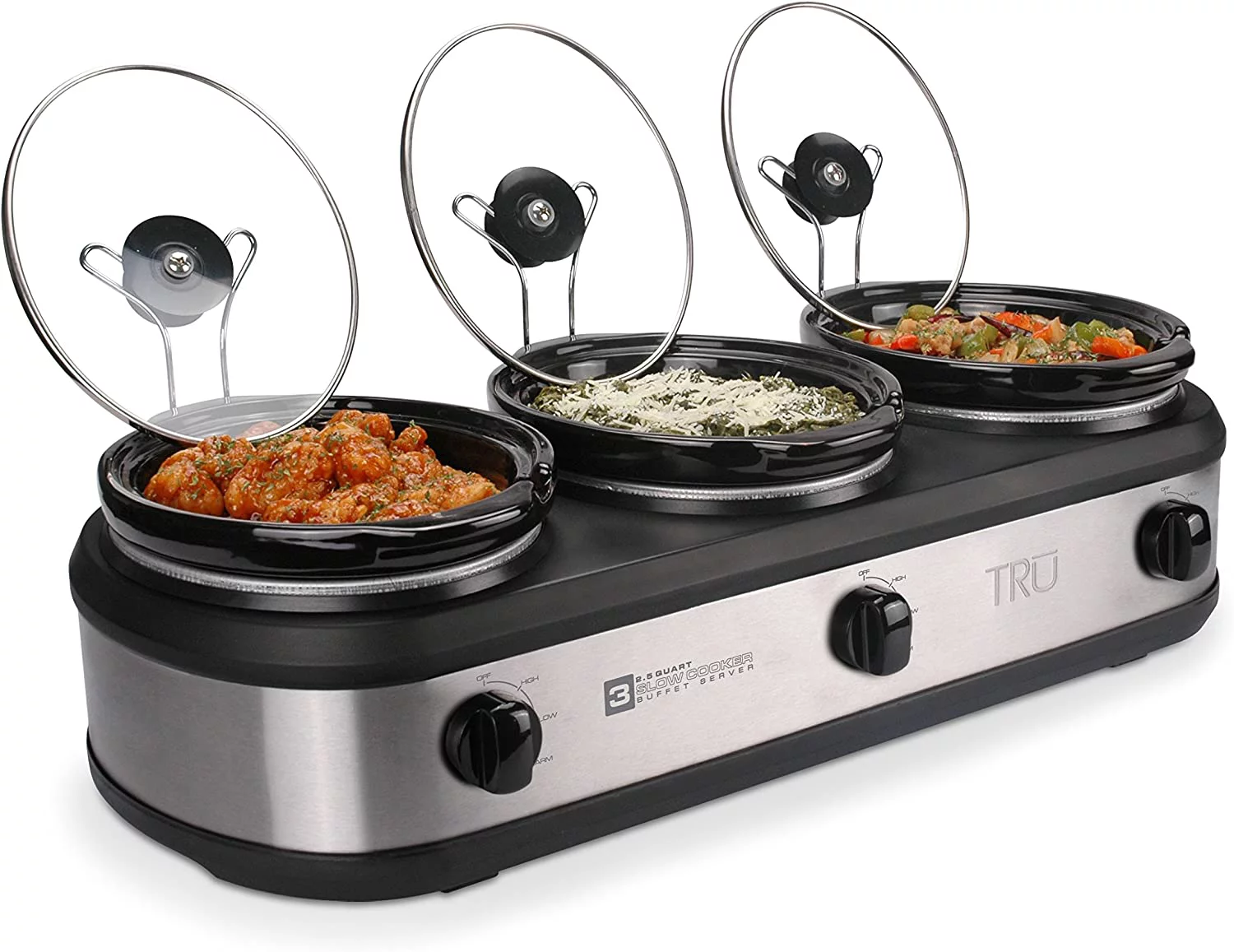 TRU Triple Buffet Server, 3 2-1/2-qt Removable Inserts