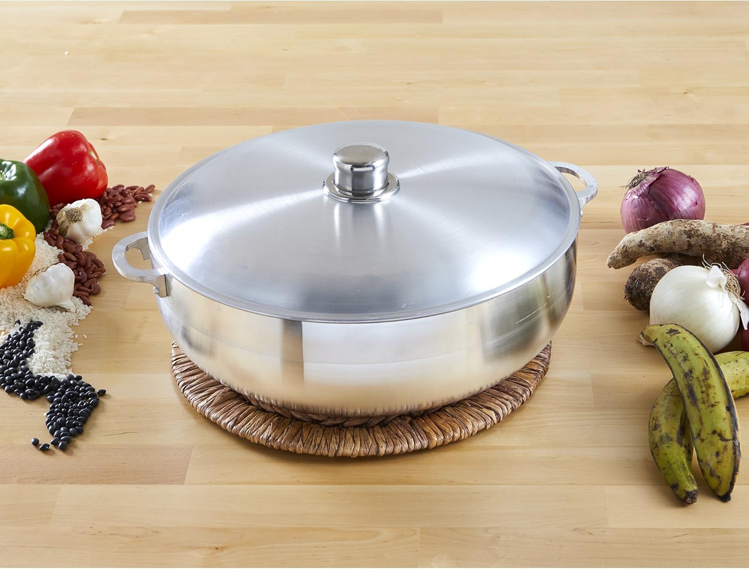 IMUSA USA, Silver Traditional Caldero with Lid 7.5-Quart, 6.9