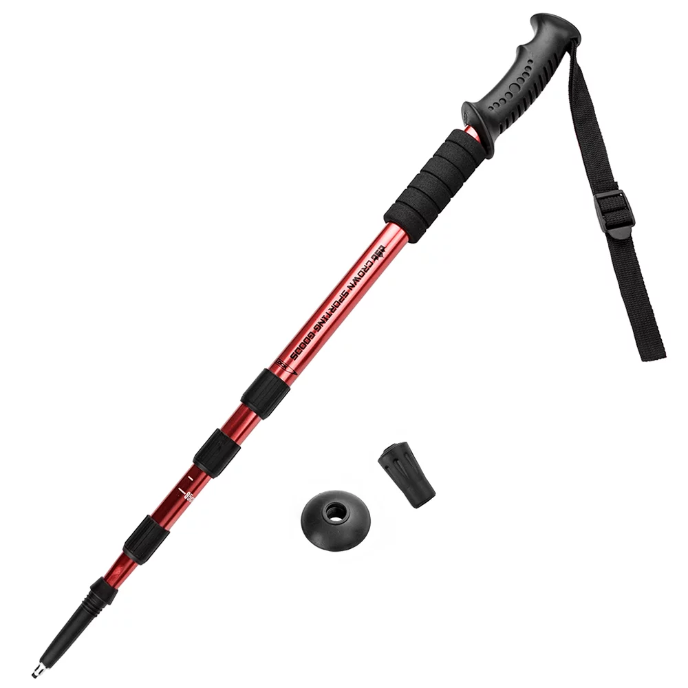 Crown Sporting Goods Shock-Resistant Adjustable Trekking Pole and Hiking Staff Multi-Colored