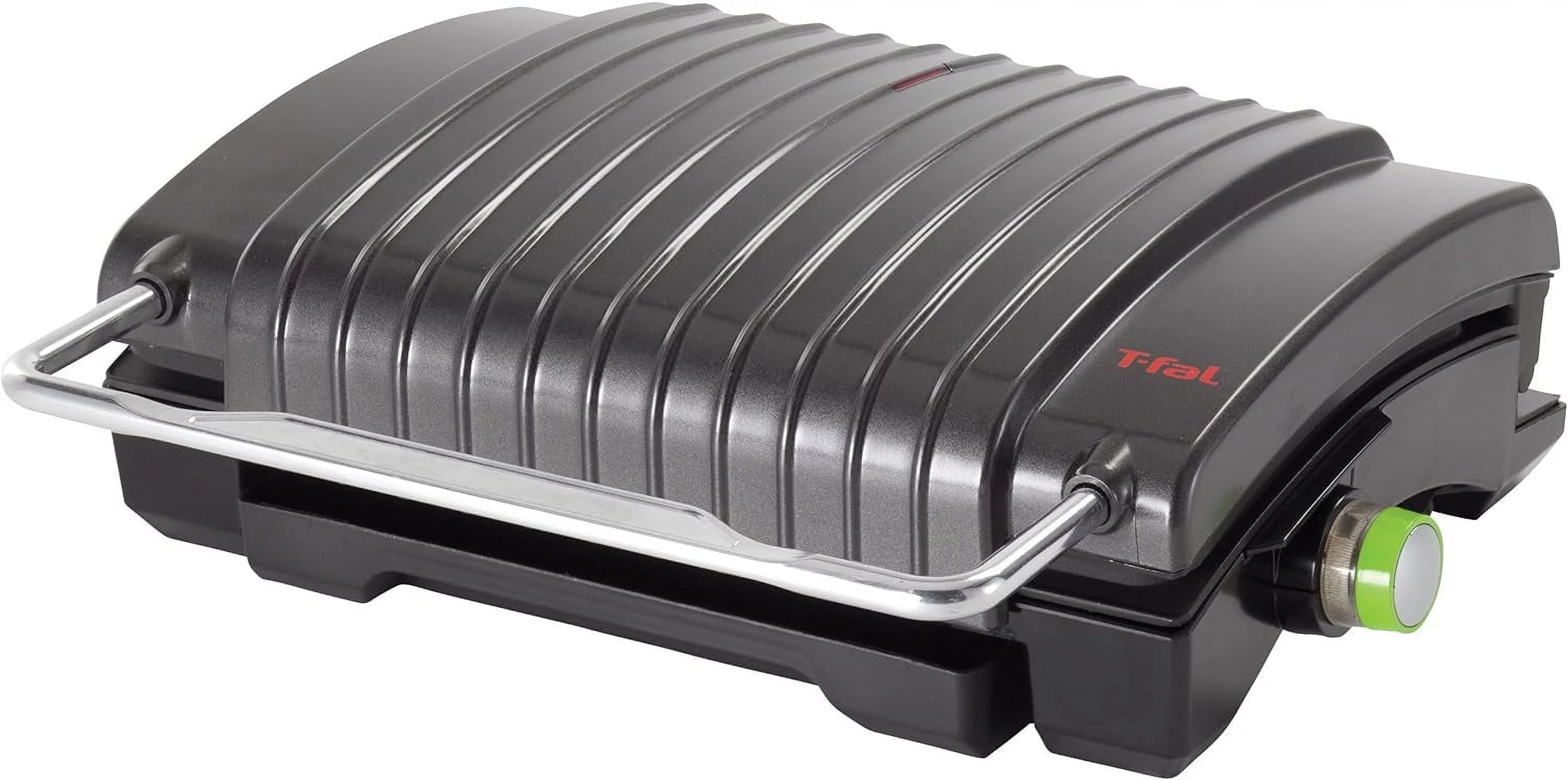 GC4208 4-Burger Curved Grill With Non-Stick Plates, Silver