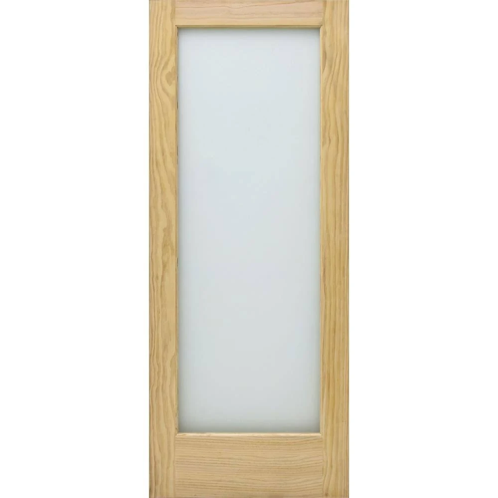 Steves u0026 Sons 32 in. x 80 in. Universal Full Lite Obscure Glass Unfinished Solid Core Pine Wood Interior Door Slab