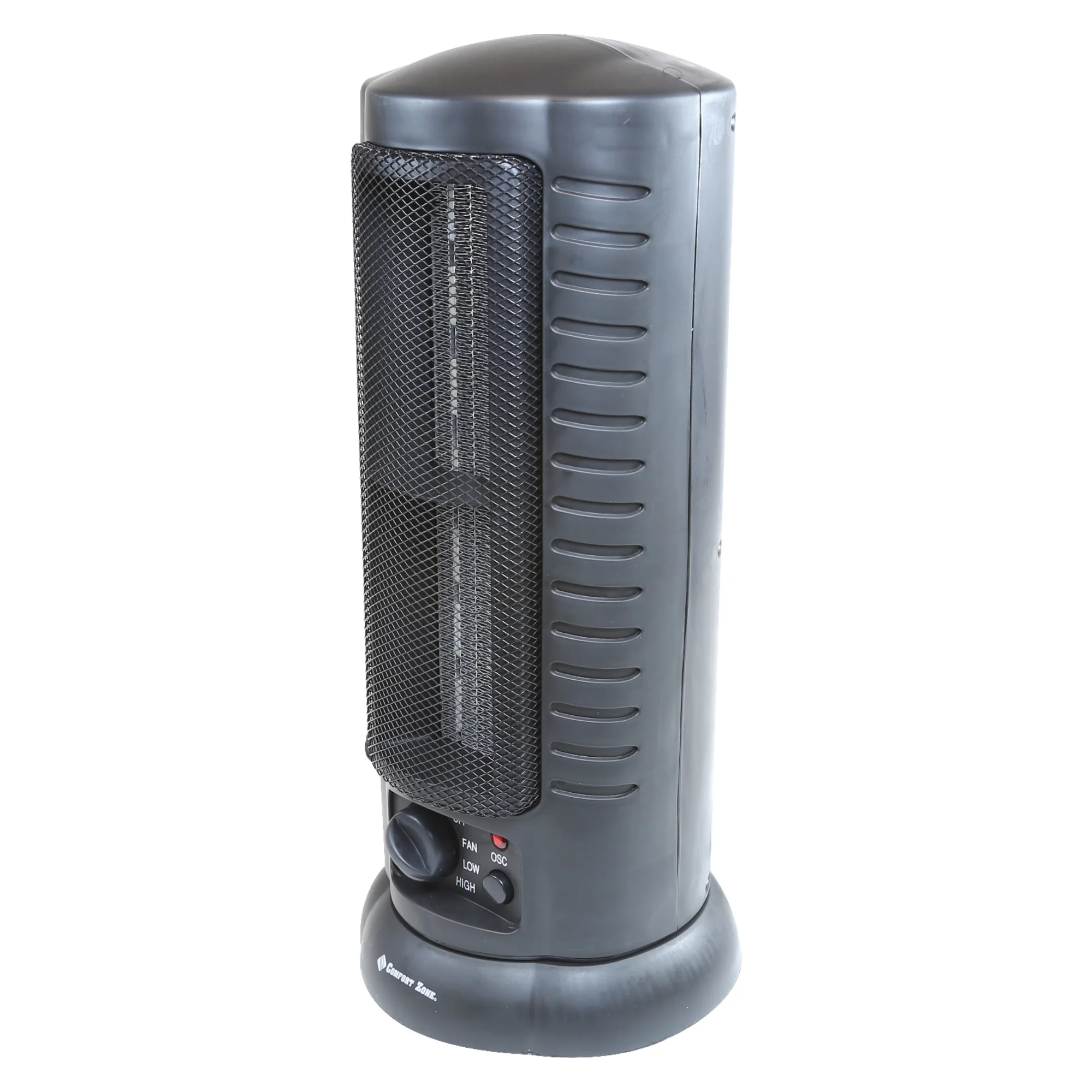 Comfort Zone 1,500-Watt Oscillating Ceramic Tower Heater with Safety Features, Black