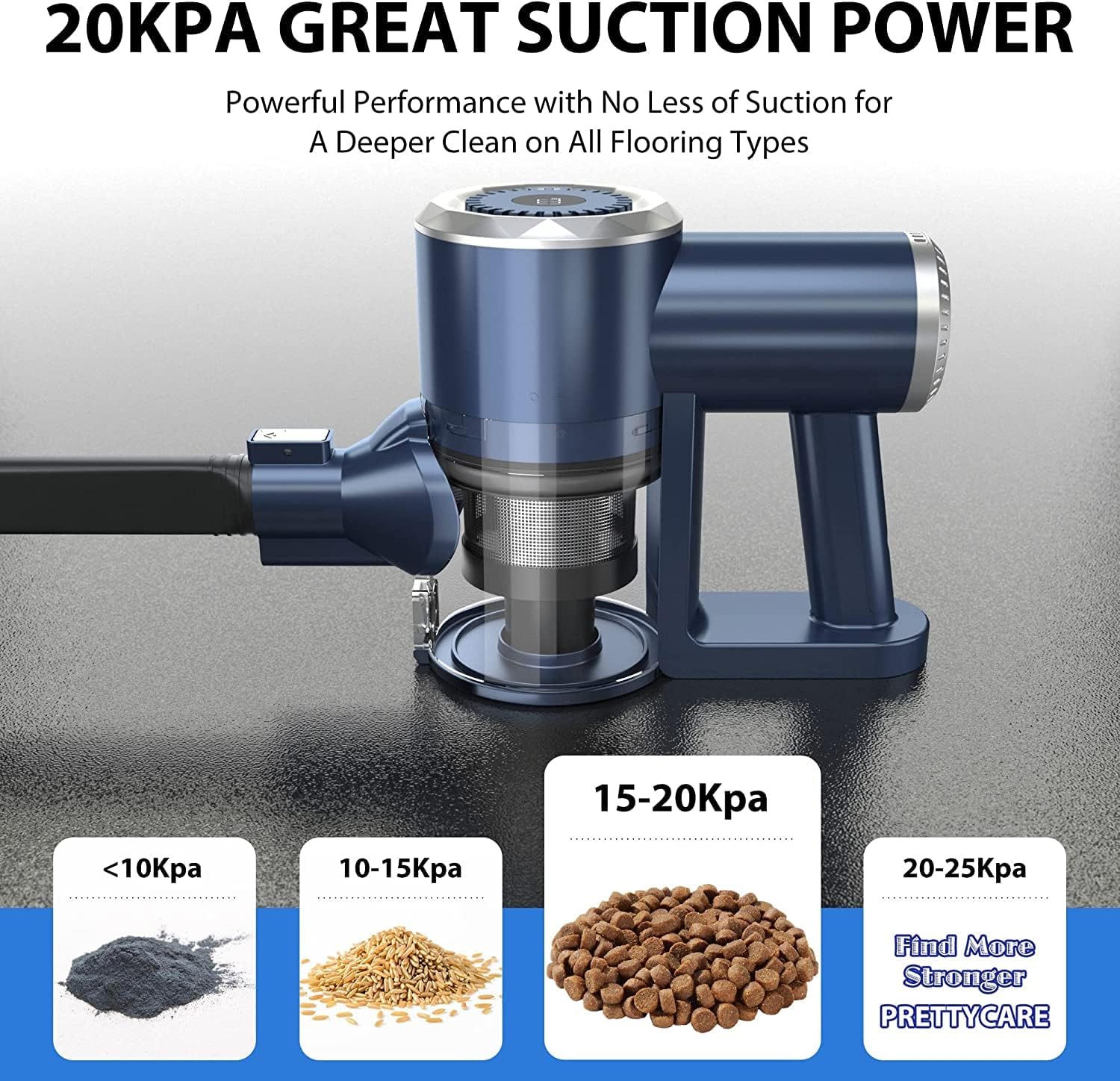 Cordless Vacuum Cleaner with LED Display, 20000Pa Stick Vacuum 4 in 1, Lightweight, Up to 30 Minutes Runtime, for Hardwood Floor, Carpet, Pet Hair, Perfect Cordless Stick Vacuum for Your Family, W200