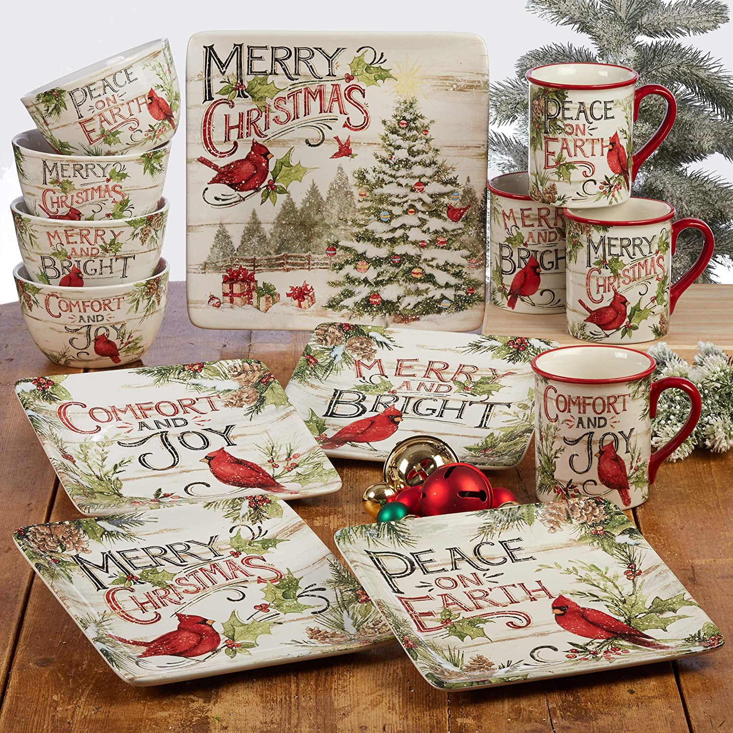 Certified International Evergreen Christmas 16pc Dinnerware, Service for 4, Multicolor
