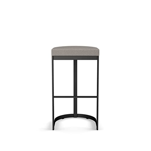 Amisco Lester 26 in. Counter Stool - Grey and Beige Polyurethane/Black Metal