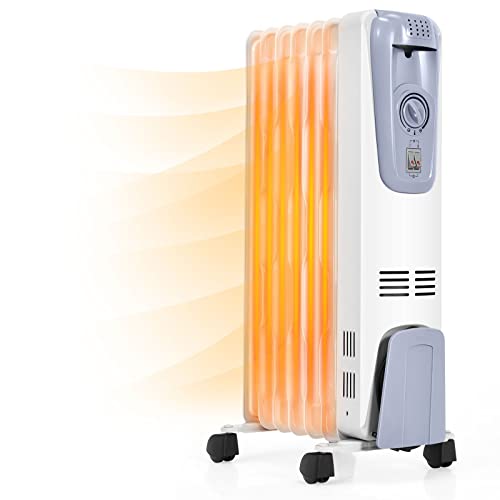 ARLIME 1500W Oil Filled Radiator Heater, Electric Space Heater with Adjustable Thermostat, 3 Heat Settings, Overheat & Tip-Over Protection, Oil Filled Heaters for Indoor Use Room Office Home