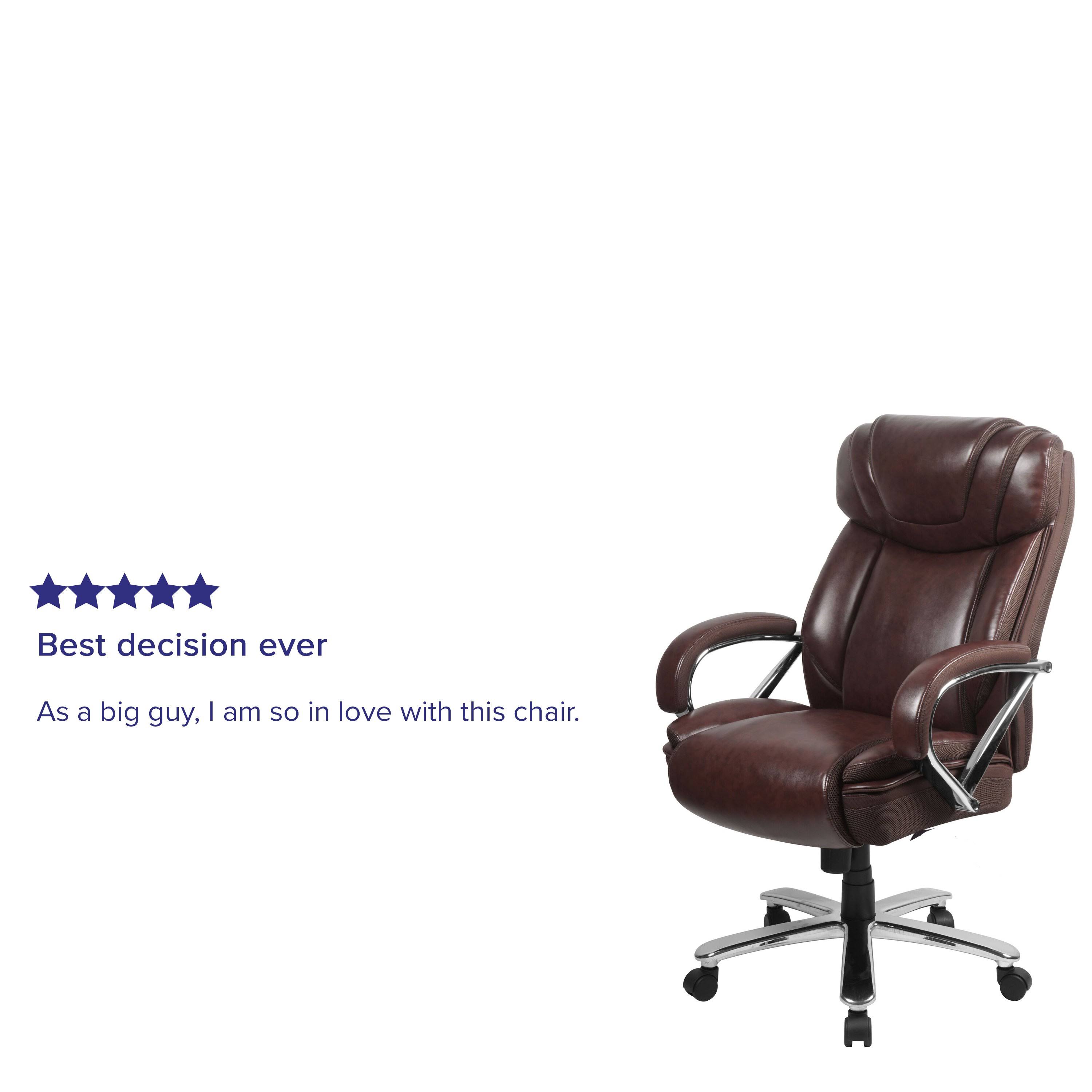 Big u0026 Tall 500 lb. Rated Brown Leather Executive Swivel Ergonomic Office Chair with Extra Wide Seat