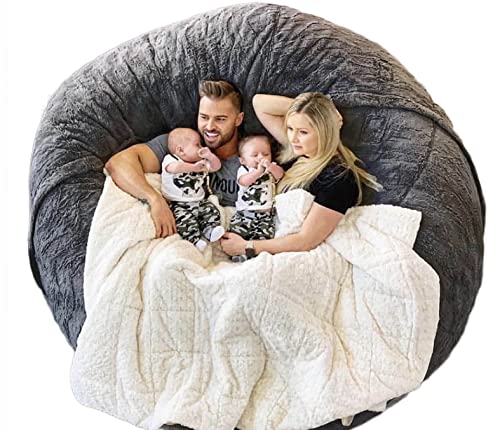 Giant Sherpa Bean Bag Chair Cover, Ultra Soft Bean Bag Bed (No Filler, Cover only), Large Round Soft Fluffy Bean Bag for Adults, Machine Washable Big Size Bean Bag Covers