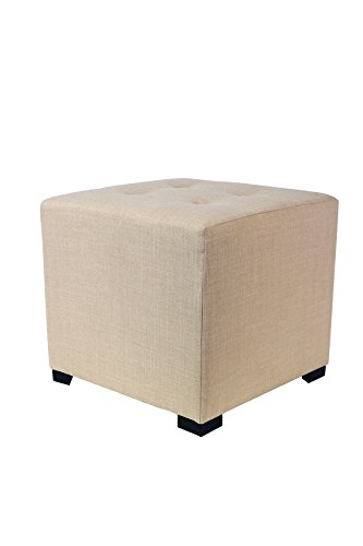 MJL Furniture Designs Merton Designer Square 4 Button Tufted Upholstered Ottoman, Grey