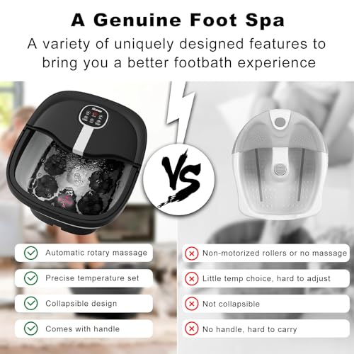 HOSPAN (2023.8 Upgrade Collapsible Foot Spa Electric Rotary Massage, Foot Bath with Heat, Bubble, Remote, and 24 Motorized Shiatsu Massage Balls. Pedicure Foot Spa for Feet Stress Relief - FS02A