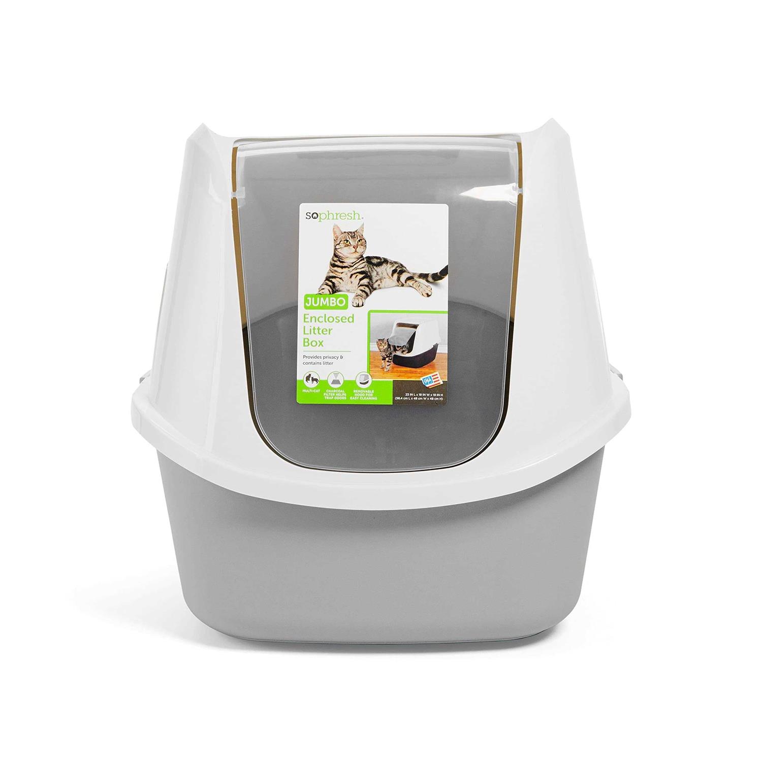 So Phresh Jumbo Enclosed Grey Cat Box - Pet Supplies online store