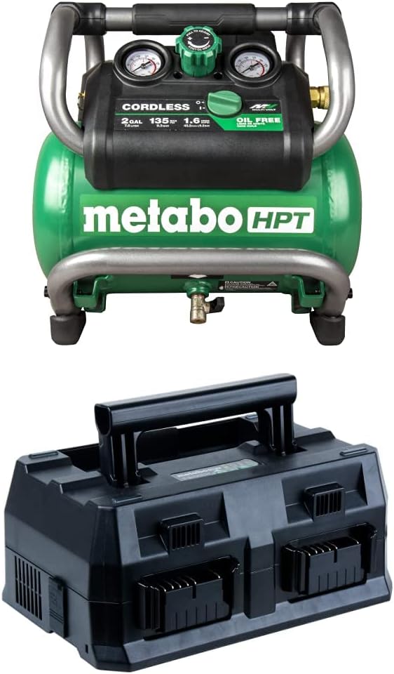 Metabo HPT 36V MultiVolt Cordless Air Compressor | Tool Only, No Battery | Brushless Motor | 135 Max PSI | 2-Gallon Capacity | 27.3 Lbs. | Optional AC Adapter | EC36DAQ4