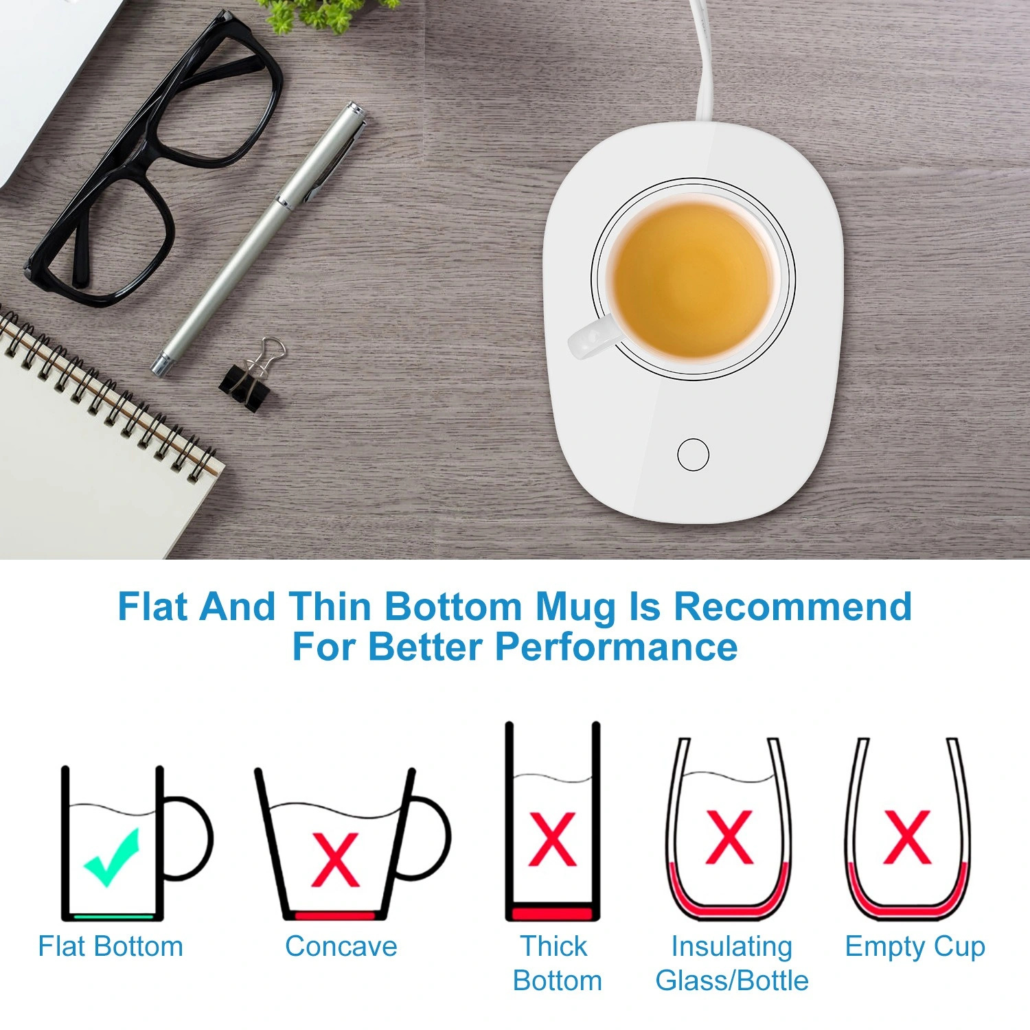 Adrinfly Coffee Mug Warmer Cup Warmer Auto Shut Off Coffee Tea Milk Electric Heater Pad Office Home Desk Coffee Mug Warmer