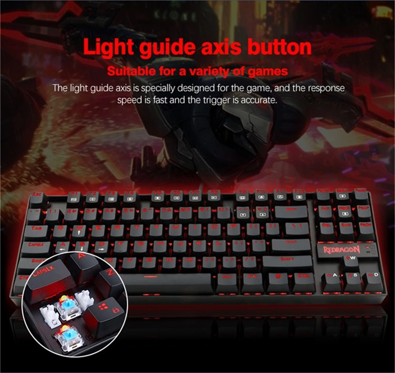 Redragon KUMARA K552 Led Backlit 87 Key Full Key Anti-Ghosting Spill Proof Design USB wired Mechanical Gaming Keyboard