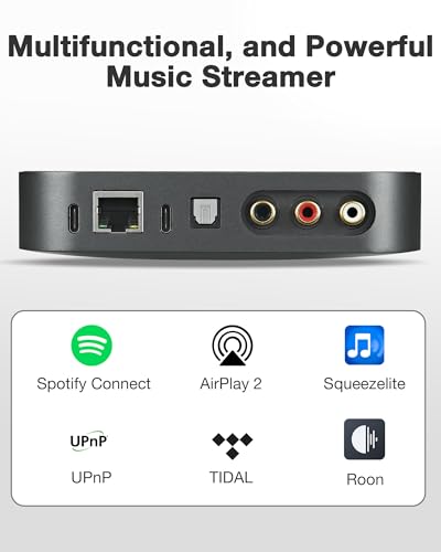 ARSY Ne-2 Streaming Music Receiver, Airplay 2 Receiver, WiFi Streamer, Wireless Audio Receiver Stream Hi-Res Audio from Spotify, Tidal, Roon and More