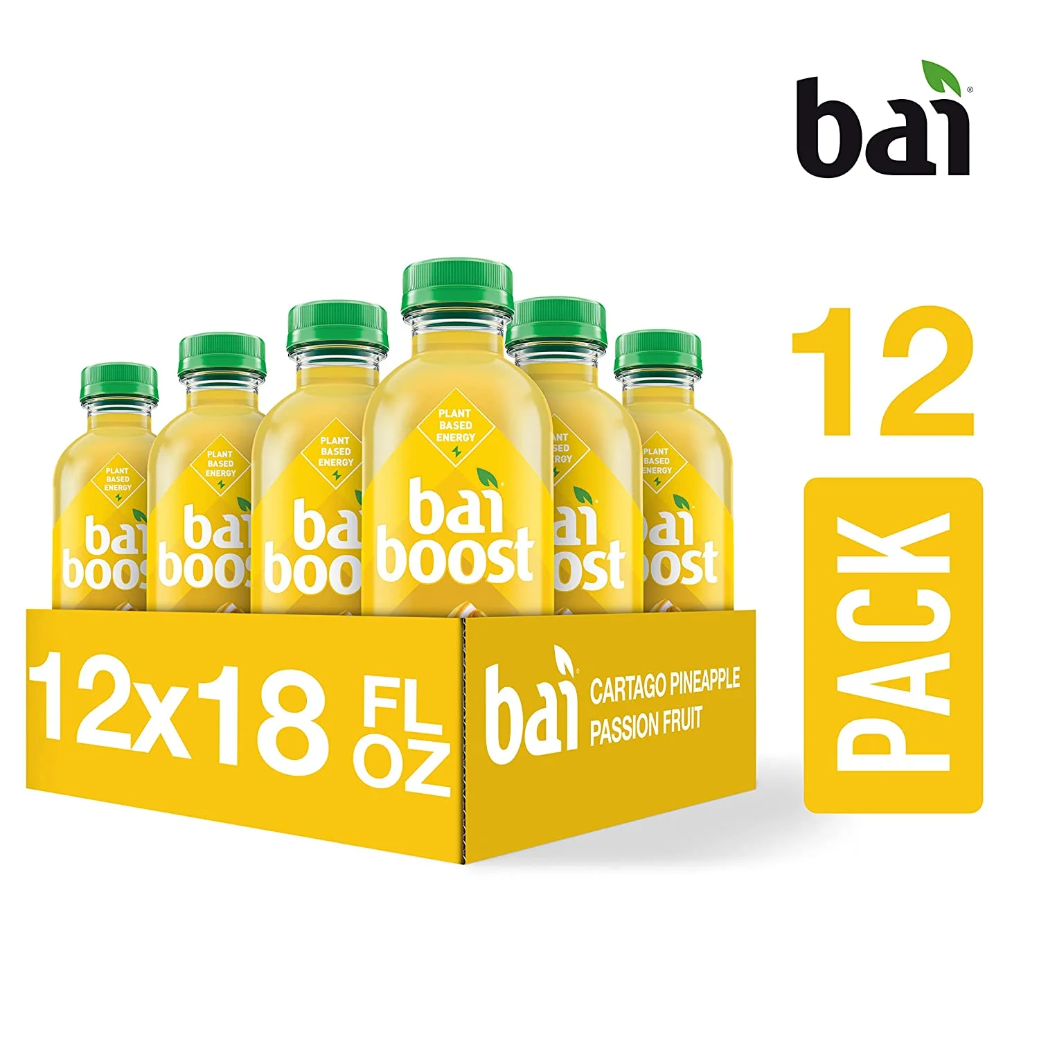Bai Boost Pineapple Passionfruit, Antioxidant Infused Beverage, 18 Fl Oz Bottle (Pack of 12)