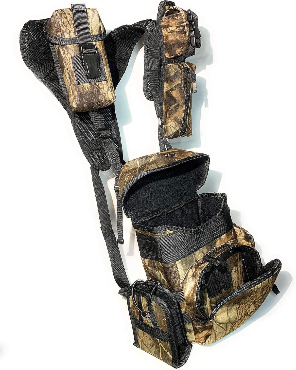 Binoculars Harness Case pack, Bino Pack with Rangefinder Compartment - Detachable Molle Compartments Camouflage for Hunting, Hiking and Birdwatching