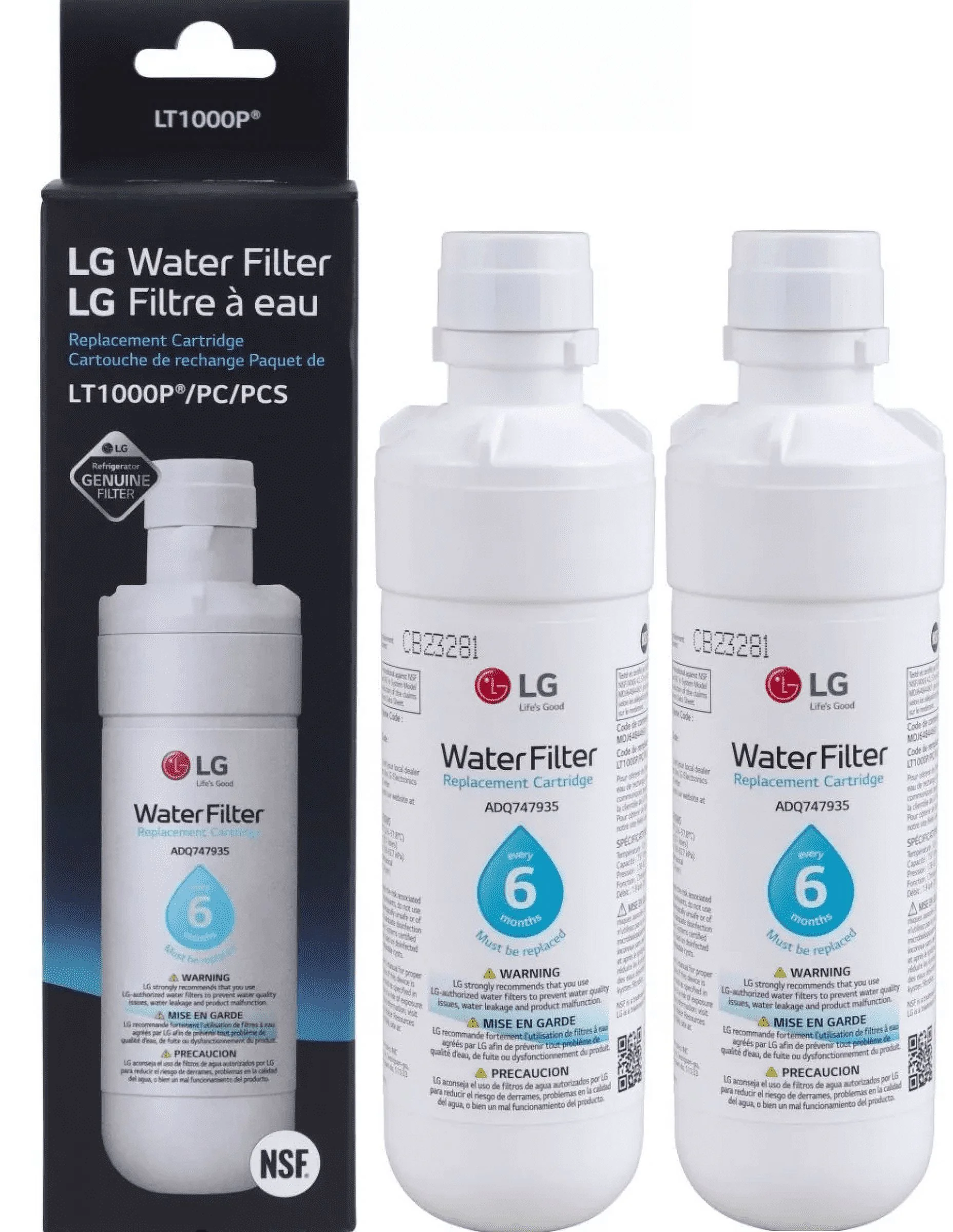 LG LT1000P Replacement Refrigerator Water Filter,Fit for LG LT1000P 469980 46-9980 ADQ747935 GF-D706BSL Fresh Water Filter (Pcs of 2)
