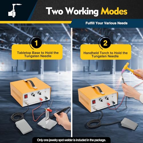 Jewelry Spot Welder, DC 50A 500W Adjustable Jewelry Welder w/ Foot Pedal, 0.02-0.05in Welding Dia. Soldering Machine, Portable Handheld Pulse Spot Welding Machine for Metal DIY, 8.46*11.8*5.7in Blue