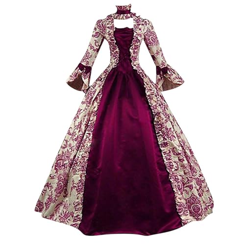 Attine Women's Victorian Rococo Dress Lace Trumpet Sleeve Dress Inspiration Maiden Costume Vintage Dress Renaissance Dresses