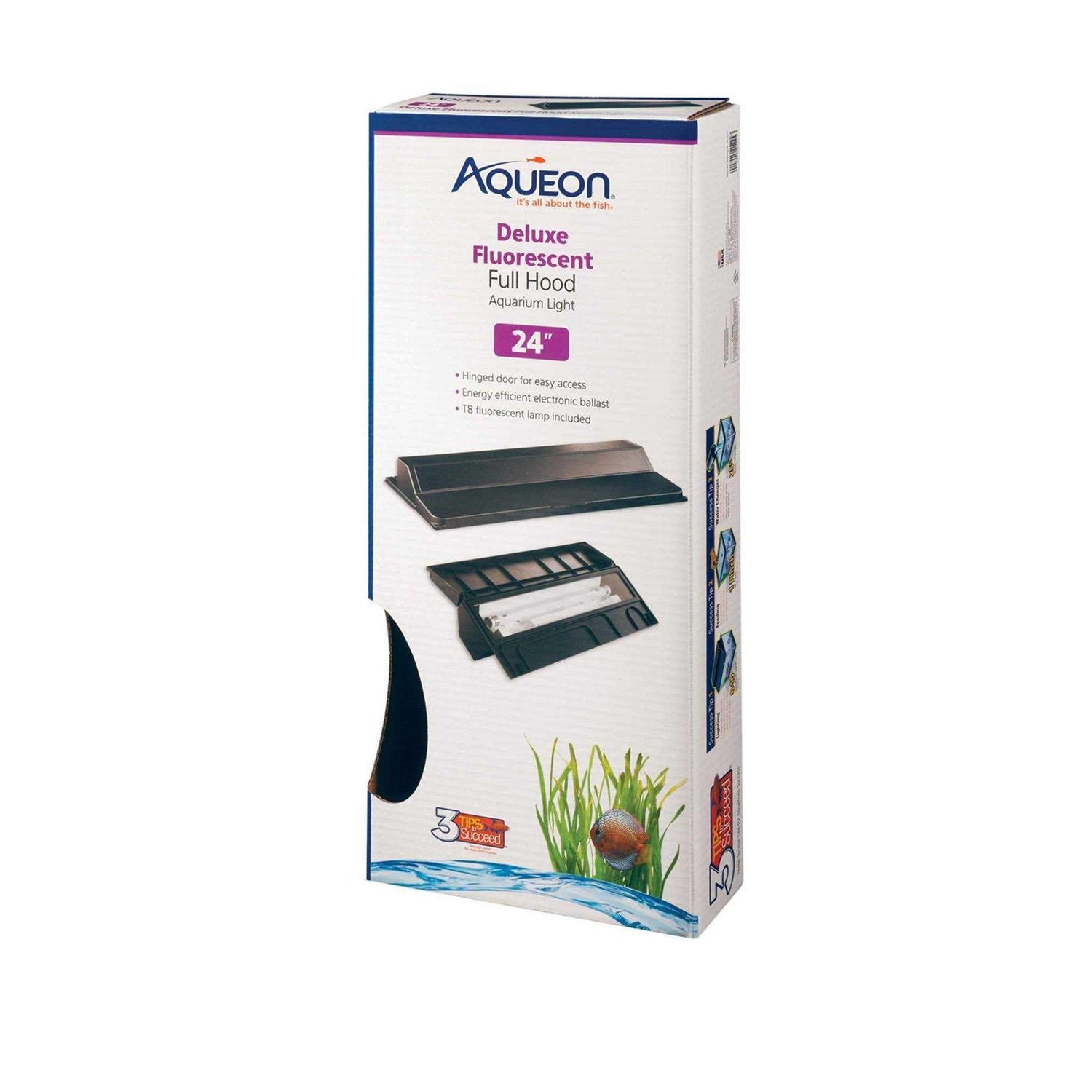 Aqueon Deluxe Fluorescent Full Hood Black - Pet Supplies online store