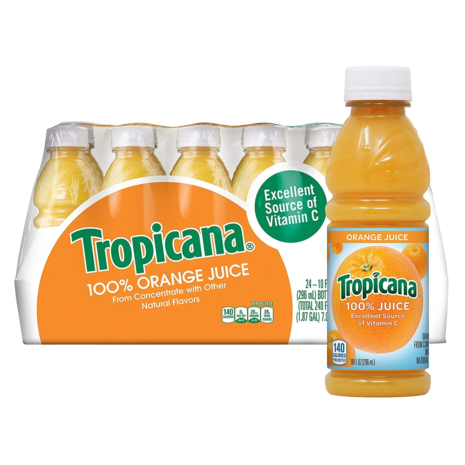 Tropicana Orange Juice, 10 Ounce Bottles (Pack of 24) - Radiant Selections