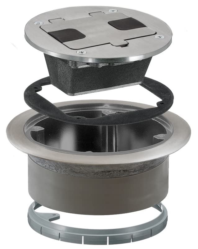 TRADESELECT RF406ALU Floor Box Cover with 15A 125V Outlet Included, Aluminum