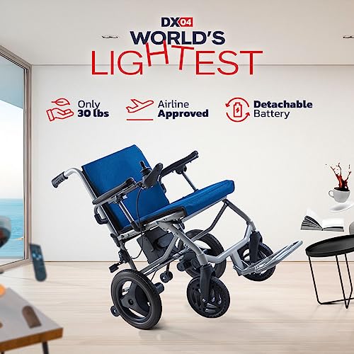 Klano KL40 - World Lightest (only 30lbs) Foldable Electric Wheelchair - Travel Size with Detachable Battery - Airline Approved - User Friendly - 10 mi Cruise Range (Model1)