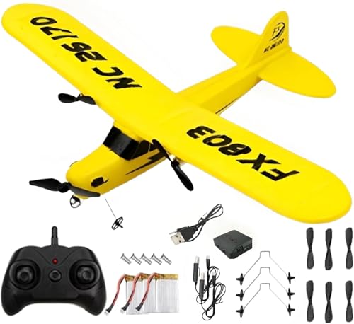 RC Airplane 2.4GHz Remote Control Airplane Gyro Easy to Fly Birthday for Beginner Kids Boys (Yellow)