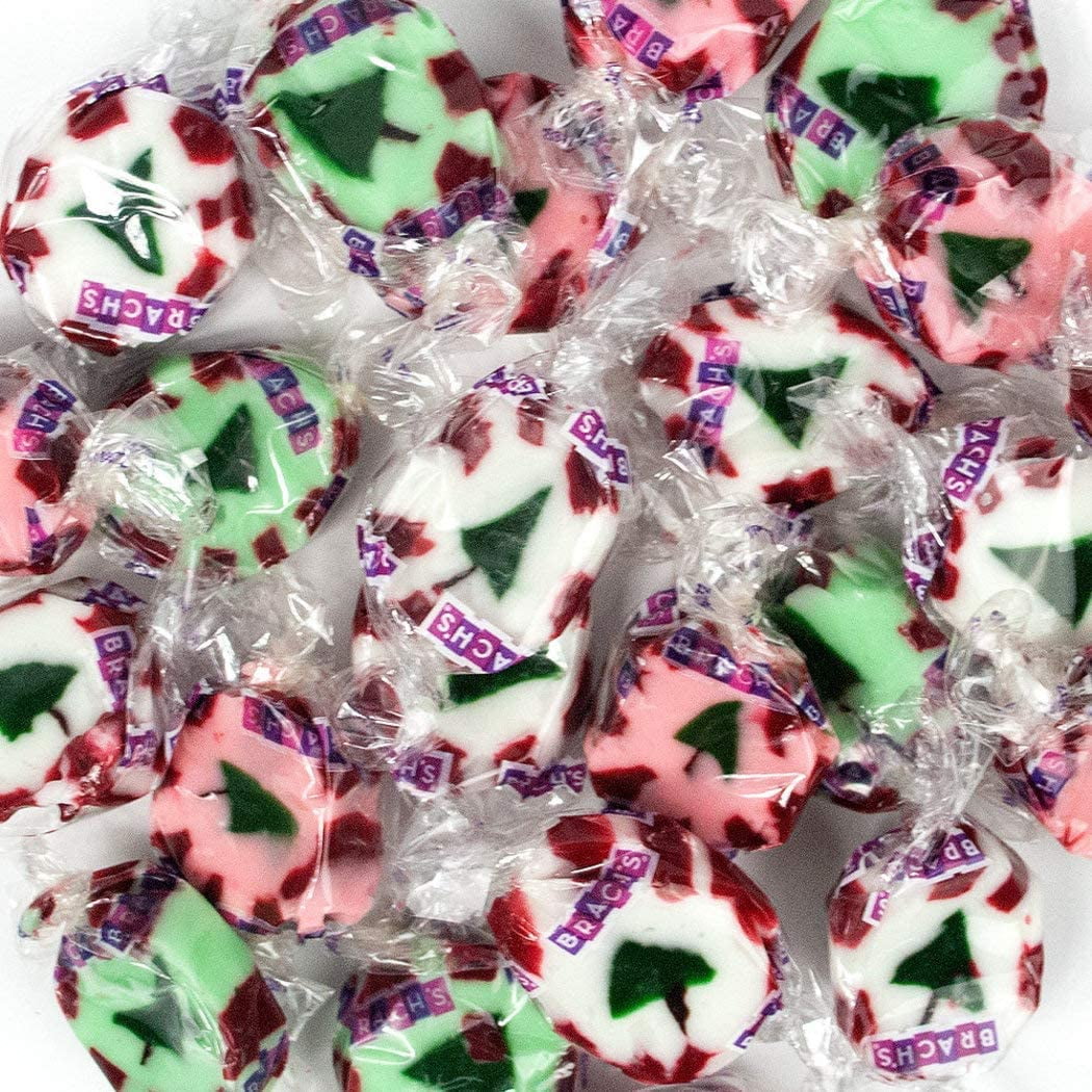 Delightful Holiday Nougat Candy Mix - Festive Flavors of Peppermint, Wintergreen, and Cinnamon - Handcrafted with Christmas Tree Design - 8.5 Oz Net Weight