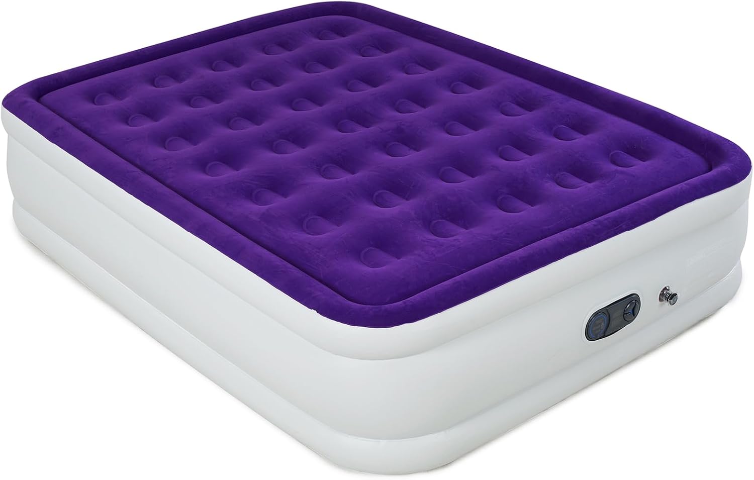 Air Mattress Queen Size with Built-in Pump Firm Support Quick Self Inflatable Air Bed with Manual Inflation Valve for Home Guest Camping Travel (80L*60W*18H, Purple)