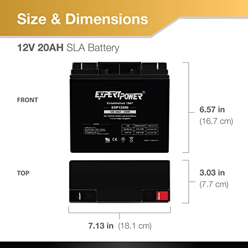 ExpertPower 12 Volt 20 Ah EXP12200 Rechargeable SLA Battery