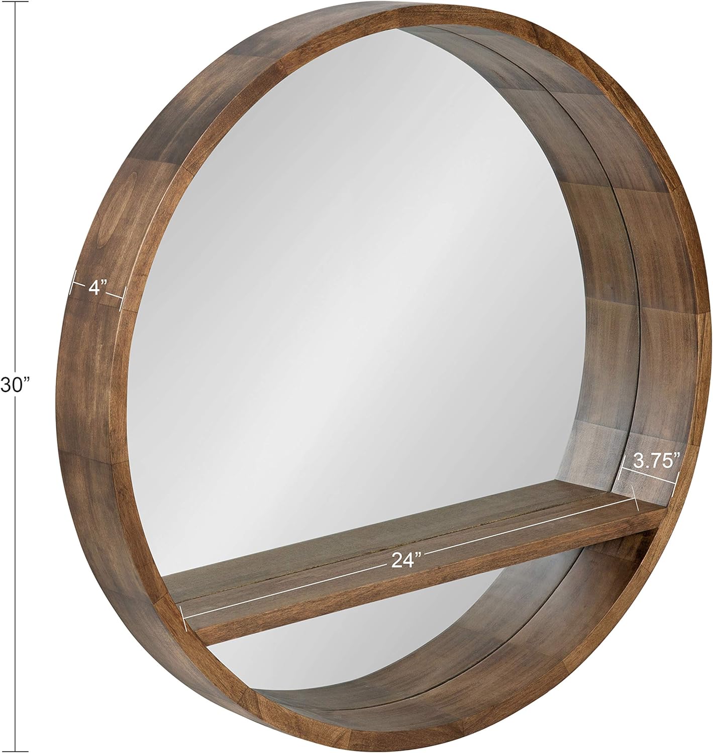 Kate and Laurel Hutton Round Mirror with Shelf, 30