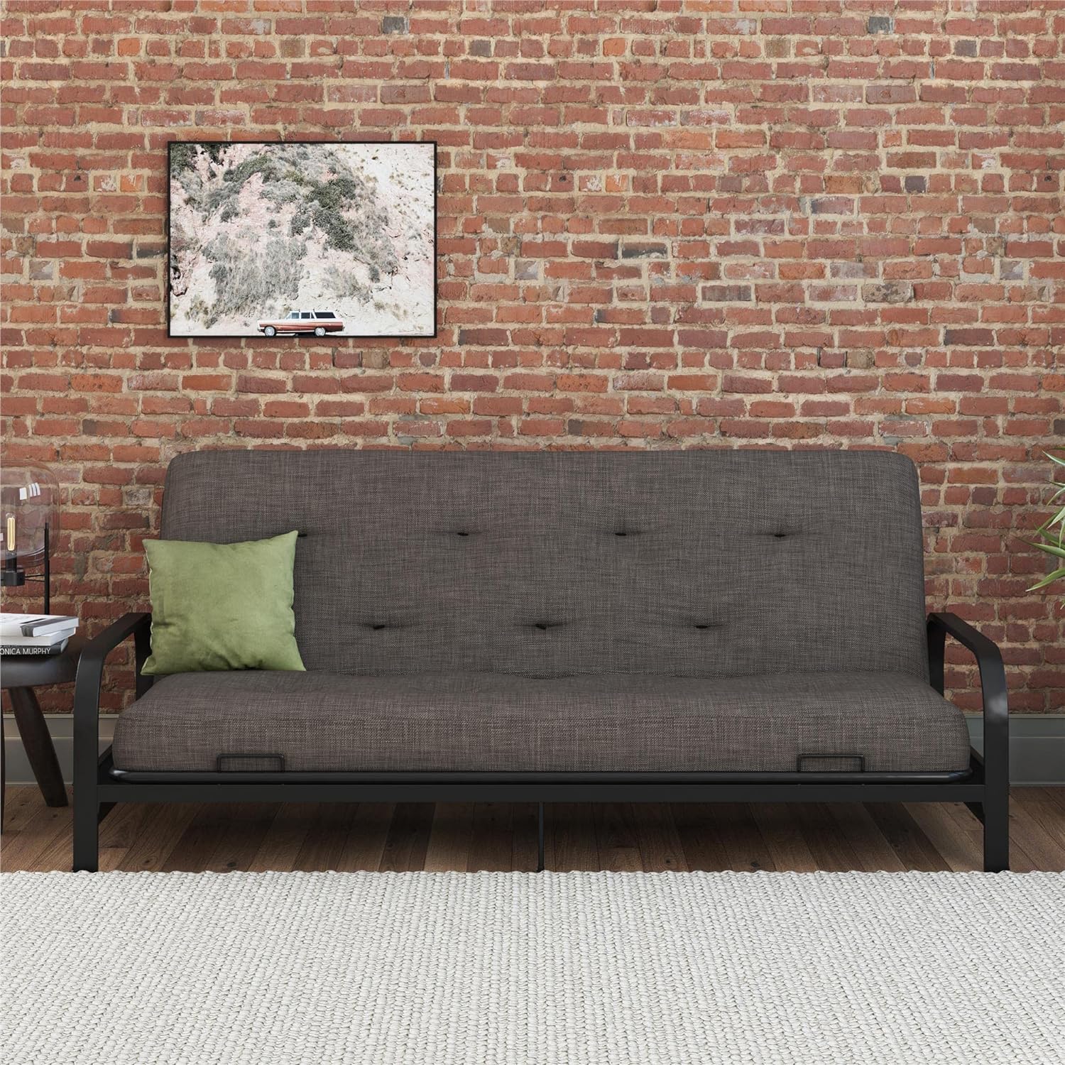 Cozey 8-Inch Pocket Spring Coil Futon Mattress, Polyester Linen, Full, Taupe Gray