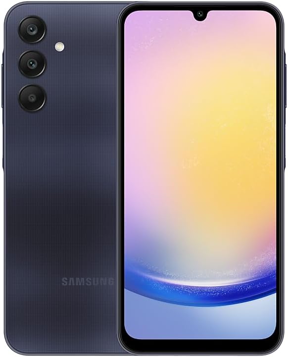 Samsung Galaxy A25 5G (SM-A256E/DS), 128GB 6GB RAM, Dual SIM, Factory Unlocked GSM, International Version (Case Bundle) - (Blue Black)