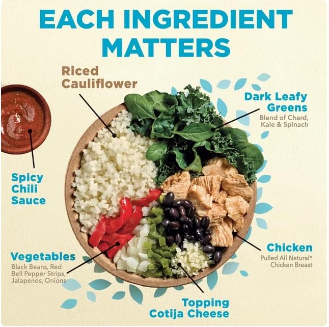 Healthy Choice Power Bowls Spicy Black Beans Chicken & Riced Cauliflower Frozen Meal, 9.25 oz - Pack of 6