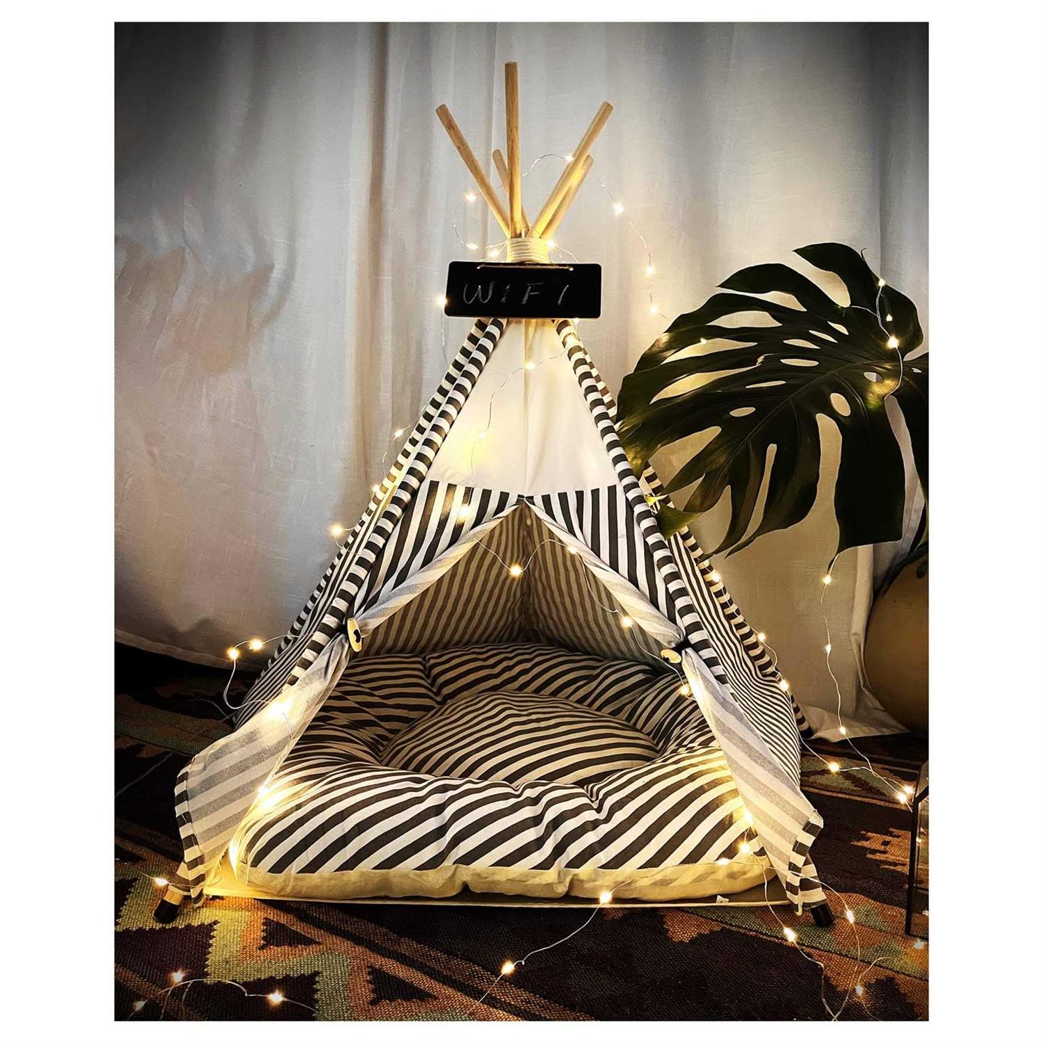 MOWMOWMOW Pet Teepee Tent for Dog House Teepee Tent House with Thick Cushion Washiable Dog Tent 28 Tall Cat House Dog Teepee - Pet Supplies online store