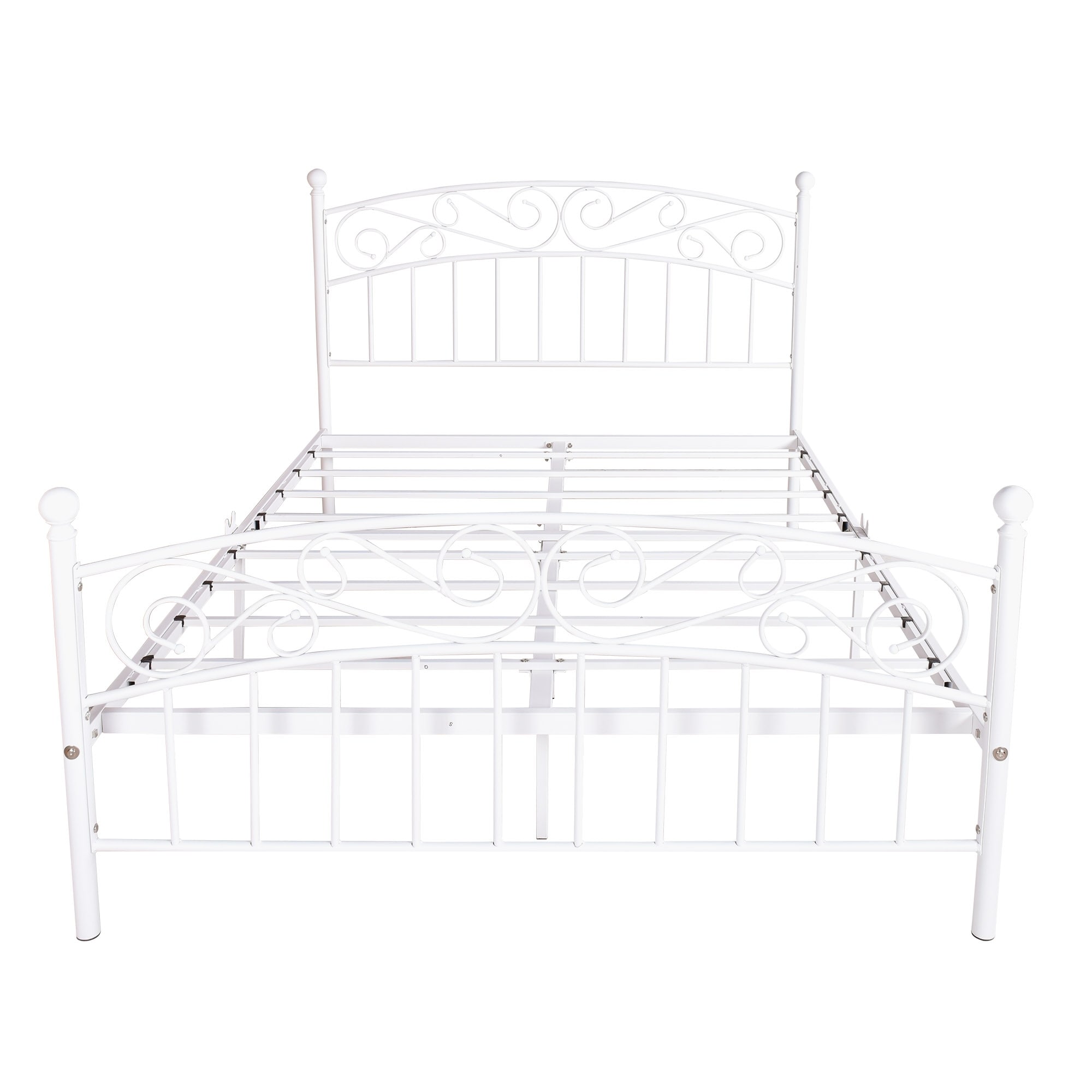 No Brand Antique Graceful Dark Bronze Victorian Iron Bed White