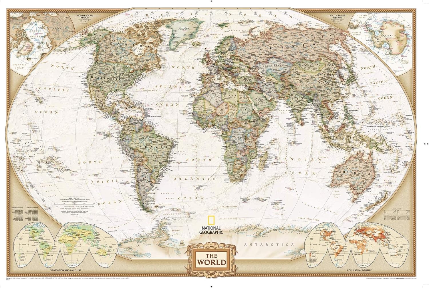 National Geographic World Wall Map - Executive - Laminated (Poster Size: 36 x 24 in) (National Geographic Reference Map)