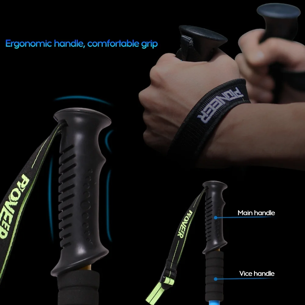 -shock Walking Stick 3-Section Telescopic Adjustable Trekking Hiking Ultralight Cane