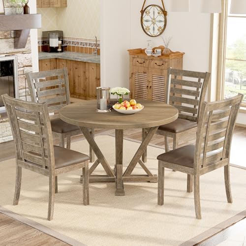 Dolonm Square Dining Table, Farmhouse Rustic Look Square Table for 4 Seaters, Antique Kitchen Table Counter Table, 1pcs Table for Kitchen, Dining Room, Light Brown