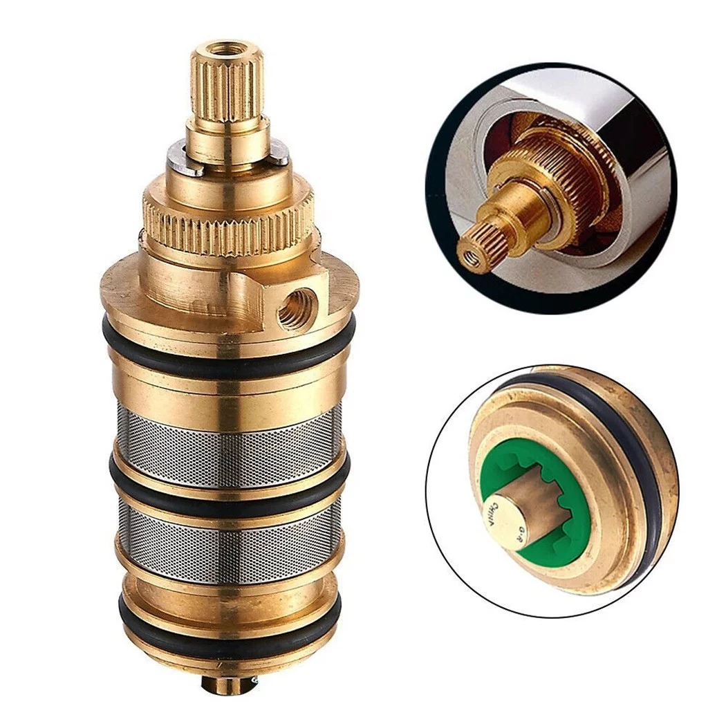 Yannee Brass Replacement Thermostatic Cartridge Shower Mixer Valve Bar Repair Kit,Thermostatic Shower Valve Cartridge