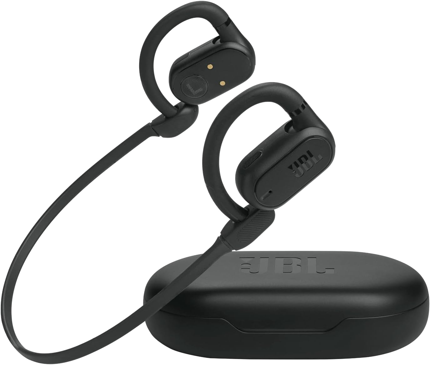 JBL SoundGear Sense - True wireless Open-ear headphones, OpenSound Technology, Splash and dust resistant, 4 mics for crisp, clear calls, Up to 24 hours of battery life, plus speed charge (Black)